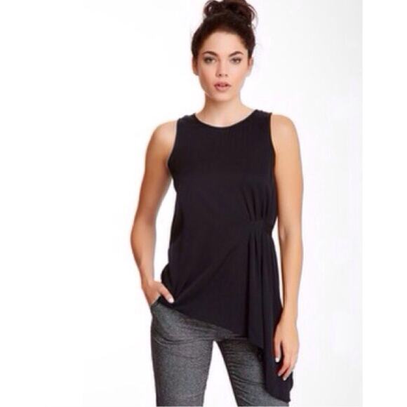 Trina Turk Asymmetrical Black Silk Sleeveless Blouse Top Size Medium - Picture 1 of 9